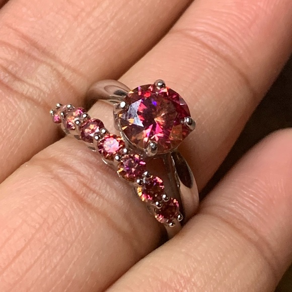 Certified, Orange Solitaire Moissanite Diamond ring set - Picture 16 of 17